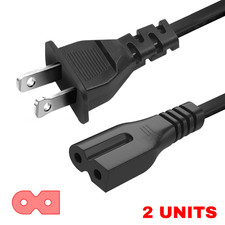 Lot of 1-100 2 Prong AC Polarized Power Cord Cable C7P Connector 3FT 5FT 10FT picture