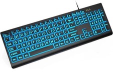 K11PRO Large Print Backlit Keyboard 3X Font Wired USB 7Color LED Windows PC picture