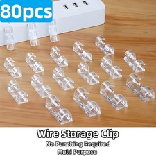 80PCS Transparent Self-Adhesive Cable Clips Wire Management Cord Organizer Hooks picture