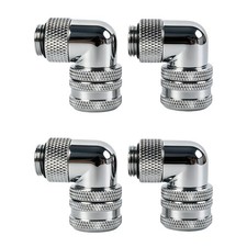4-Pack G1/4 Male Rotary 90° Elbow 14mm Hard Tube Quick Twist Fitting Silver picture