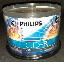 50 Pk Philips Blank CD-R 700MB 80 Min 52x Spindle Cake Box Case Music Data Photo picture
