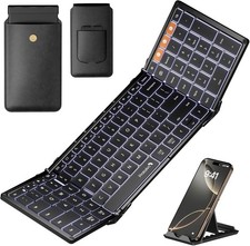 ProtoArc XK01 Plus Backlit Foldable Keyboard, 105-Key Full-Size, Black 0.65 in K picture