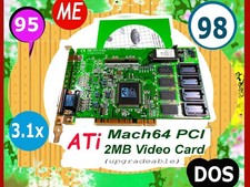 RETRO DOS✔️2MB expandable Windows 3.1x✔️98 PCI video card✔️ATI Mach64✔️1996 RARE picture