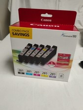 Canon combo pack chromalife 100 BK281, C,M,Y,, PB 5 ink tanks new in box lot 1 picture