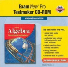 Glencoe Algebra: Concepts & Applications ExamView Pro Testmaker PC MAC CD math picture