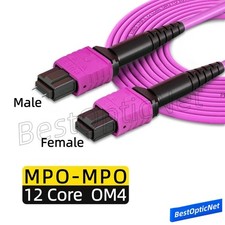 1-70m MPO Male to MPO Female OM4 12 Core Fiber Optical Patch Cord Cable QSFP Lot picture