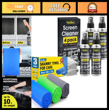 Screen Cleaner Spray 16oz (4 Pack) & 3 Premium Shammy Cloths for Car & Electroni picture