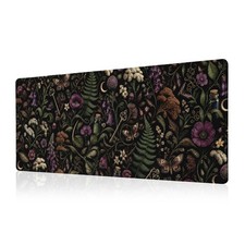 Goth Floral Black Mystical Pad Desk Mat XL Extended Large Gaming Desk Pad Mou... picture