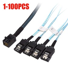 Lot Mini SAS SFF-8643 Target to 4 SATA Host Hard Disk Data Serve Raid Cable 0.5m picture