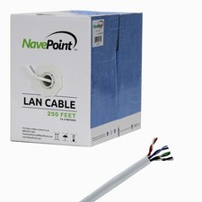 CAT5e 250FT UTP Cable Solid 24AWG White Network Ethernet LAN Bulk Wire RJ45 picture