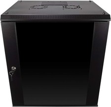 12U Server Rack Enclosure with Glass Door Cooling Fan Locks & Removable Side US picture