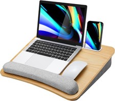 HUANUO Lap Laptop Desk - Portable with Medium, Light Brown Woodgrain  picture