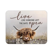 Farmhouse Highland Cow Mouse Pad for Desk, Live Like Someone Left The Gate Op... picture