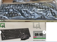 WIRED KEYBOARD & OPTICAL MOUSE SET BLACK QR-80 Brand New in Retail Pack picture