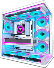 H1  PC Case, Pre-Installed 7 Infinity Mirror PWM ARGB Fans, ATX Mid Tower Comput picture