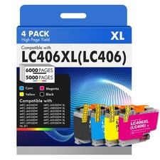 LC406 LC406XL Ink Cartridges High Yield, ‎Black Cyan Magenta Yellow  picture