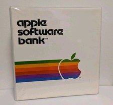 Vintage 1980's Apple Computer Rainbow Logo Software Bank 3-Ring Binder Folder picture
