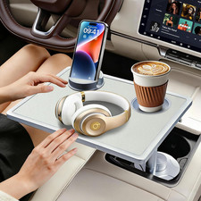 Car Desk for Laptop 360° Rotating Tesla Tray with Cup Holder Phone Stand picture