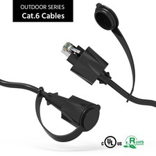 10 Pack of 10Ft CAT6 SFTP Industrial Outdoor Patch Cable w/Dust Cap Black picture