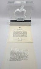 Apple 10-Year Employee Service Award Glass Apple Logo w/ Tim Cook Letter Box picture