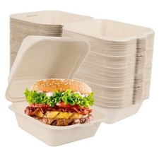 Hewnda 4 Inch Clamshell Takeout Tray - Microwaveable Paper - True Colors picture