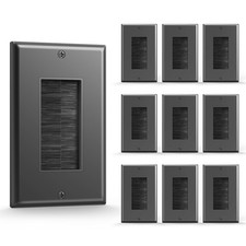 10 PCS Brush Wall Plate Single Gang Cable Pass Through Low Voltage Black TV picture