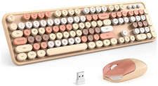 Combo de teclado y ratón inalámbricos retro coloridos 104 teclas picture