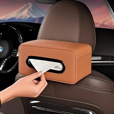 1 PCS Car Tissue Holder Universal Soft PU Leather Box OrangeBrown picture