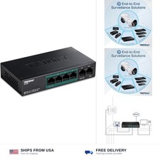 TRENDnet 6-Port Fast Ethernet PoE+ Switch, TPE-S50, NDAA Compliant, 60W PoE B... picture