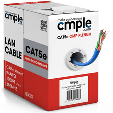 Cat5e Ethernet Cable 1000ft Plenum CMP Solid 24AWG UTP 350MHz Easy Pull Bulk picture