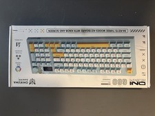 ONIKUMA G80 Gaming Keyboard White Yellow Gray RGB Knob Screen QWERTY English picture