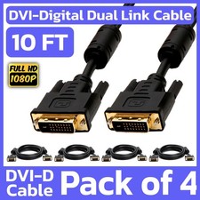 4 Pack 10 Feet DVI Cable DVI-D Dual-Link Male to Male Cord Digital Monitor Cable picture