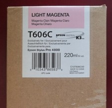 09-2022 GENUINE EPSON T606C LIGHT MAGENTA 220ml K3 INK STYLUS PRO 4800 picture