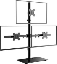 Triple Monitor Stand Height Adjustable Free Standing Desk Mount Holds 3 Screens picture