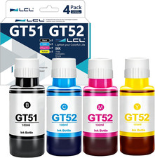 4-Pack GT51 GT52 Ink Bottles for HP Printers Black Cyan Magenta Yellow picture