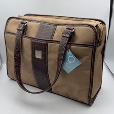 Nine West Computer Tote Tan Brown Croc Trim Laptop Bag NWT 16in Professional picture