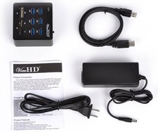 ViewHD USB 3.0 6 Port Hub + Card Reader + 12V4A Power Adapter Full Metal Case B picture