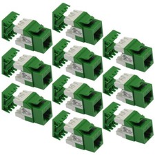 10x CAT5E RJ45 Network LAN Ethernet 180 Degree Keystone Jack 110 Type 8P8C Green picture