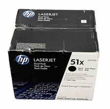 HP 51X Laserjet Q7551X Black Toner Printer Cartridge New Genuine OEM Dual Pack picture