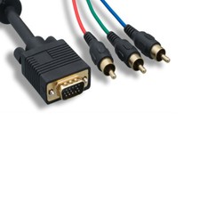 KNTK 15' VGA to 3-RCA Video Cable 28AWG HD15/Component for PC Projector Monitor picture