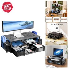 Compact Laptop Stand with Drawer & Cooling Mesh, Ideal for Home Office Setup picture