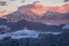 Landscape church nature winter mountains slovenia far Custom Gaming Mat Desk picture