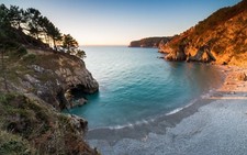 Landscape nature beach sunset sea trees cave hills Custom Gaming Mat Desk picture