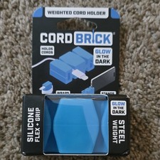 CordBrick Weighted Cable Holder Blue Glow Silicone Steel Glow in the Dark picture