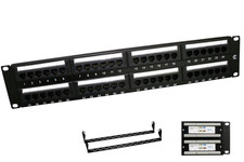 48 Port Cat5E UTP Patch Panel, SPCC Material with Black Powder Coating, Brass Ho picture