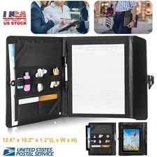 Padfolio Portfolio Folder Business Document Holder PU Leather Organizer Case US picture
