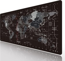 Large Black World Map Desk Pad – Extended Mouse Mat for Gaming & Office picture