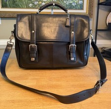 Coach Black Laptop Briefcase Vintage Bag Glove tanned Leather W/ Shoulder Strap picture