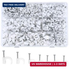 700 Pcs Cable Clips with Steel Nails, Cable Wire Cord Management Clips, White Et picture
