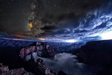 Landscape nature grand canyon usa night clouds stars Custom Gaming Mat Desk picture